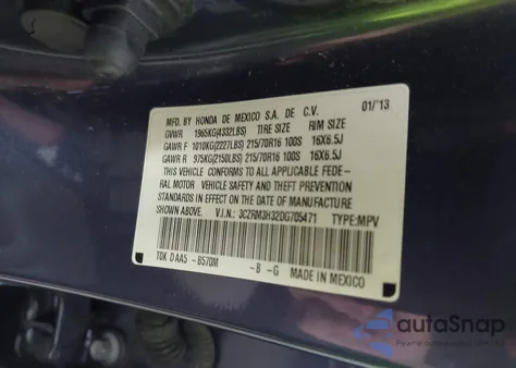 2013 Honda Cr-V Lx z USA, uszkodzony, nr VIN 3CZRM3H32DG705471